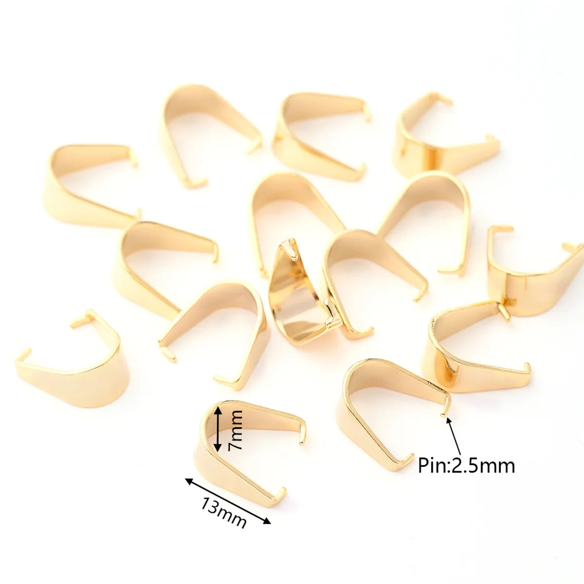 10 PCS/Package 3x7mm 5x10mm 7x13mm 201 Stainless Steel 18K Gold Plated U Shape Simple Solid Color Polished Melon Seed Buckle Jewelry Buckle