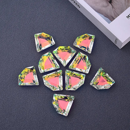 10 PCS/Package 48*43mm Hole 2~2.9mm Glass Glittery Transparent Sparkly Pendant Suncatcher Raw Material