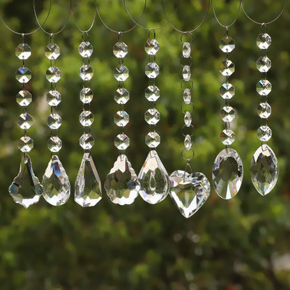 10 PCS/Package 48*43mm Hole 2~2.9mm Glass Glittery Transparent Sparkly Pendant Suncatcher Raw Material