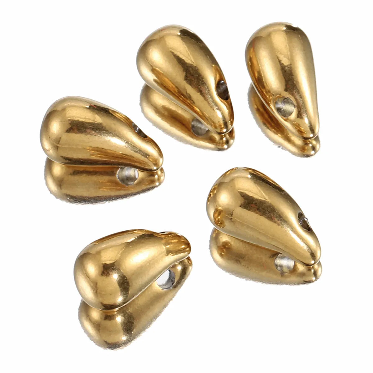 10 PCS/Package 6*11.5mm Hole 1~1.9mm Stainless Steel 18K Gold Plated Water Droplets Polished Pendant