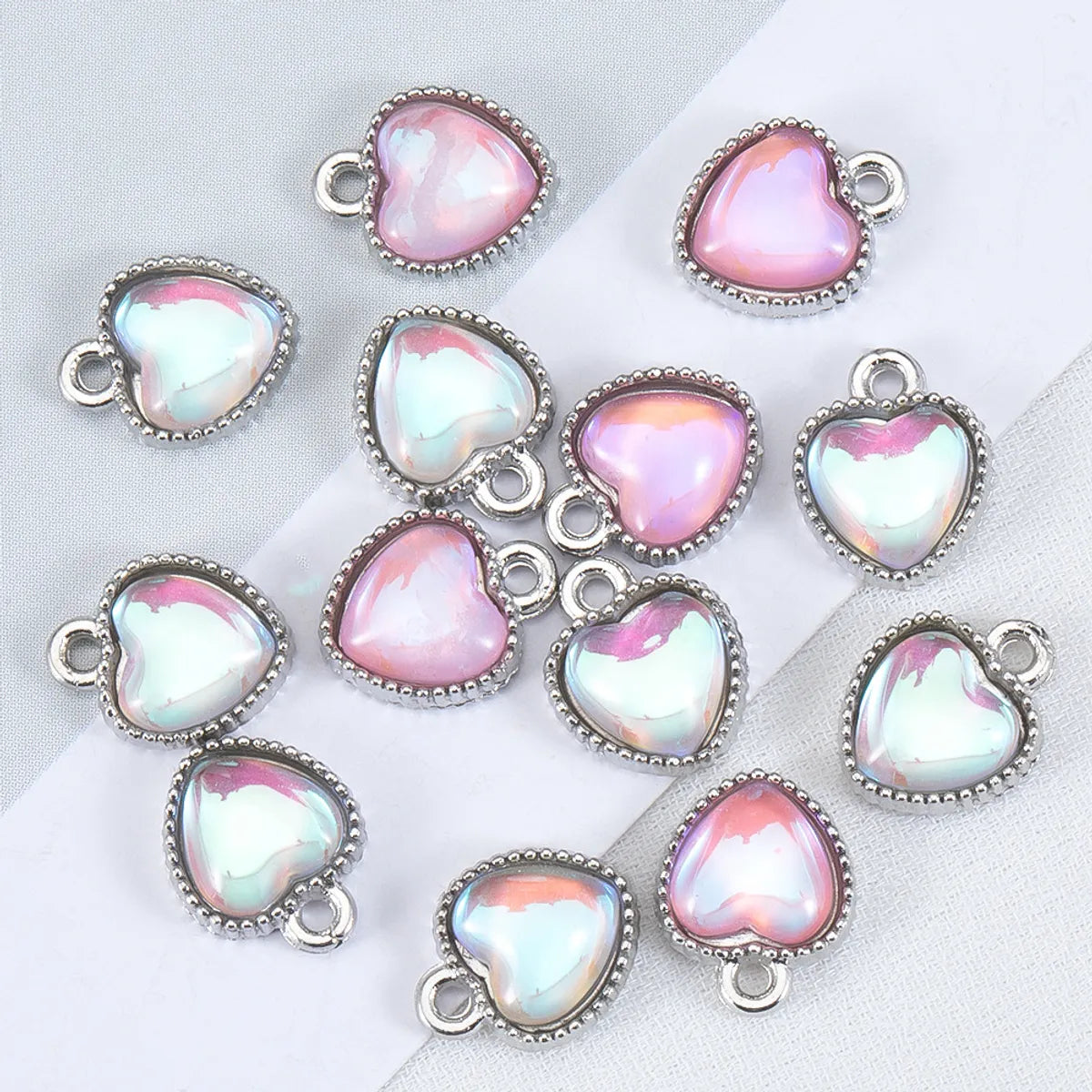 10 PCS/Package 7.5mm Diameter Hole 1~1.9mm Alloy Rhinestones Heart Shape Polished Pendant