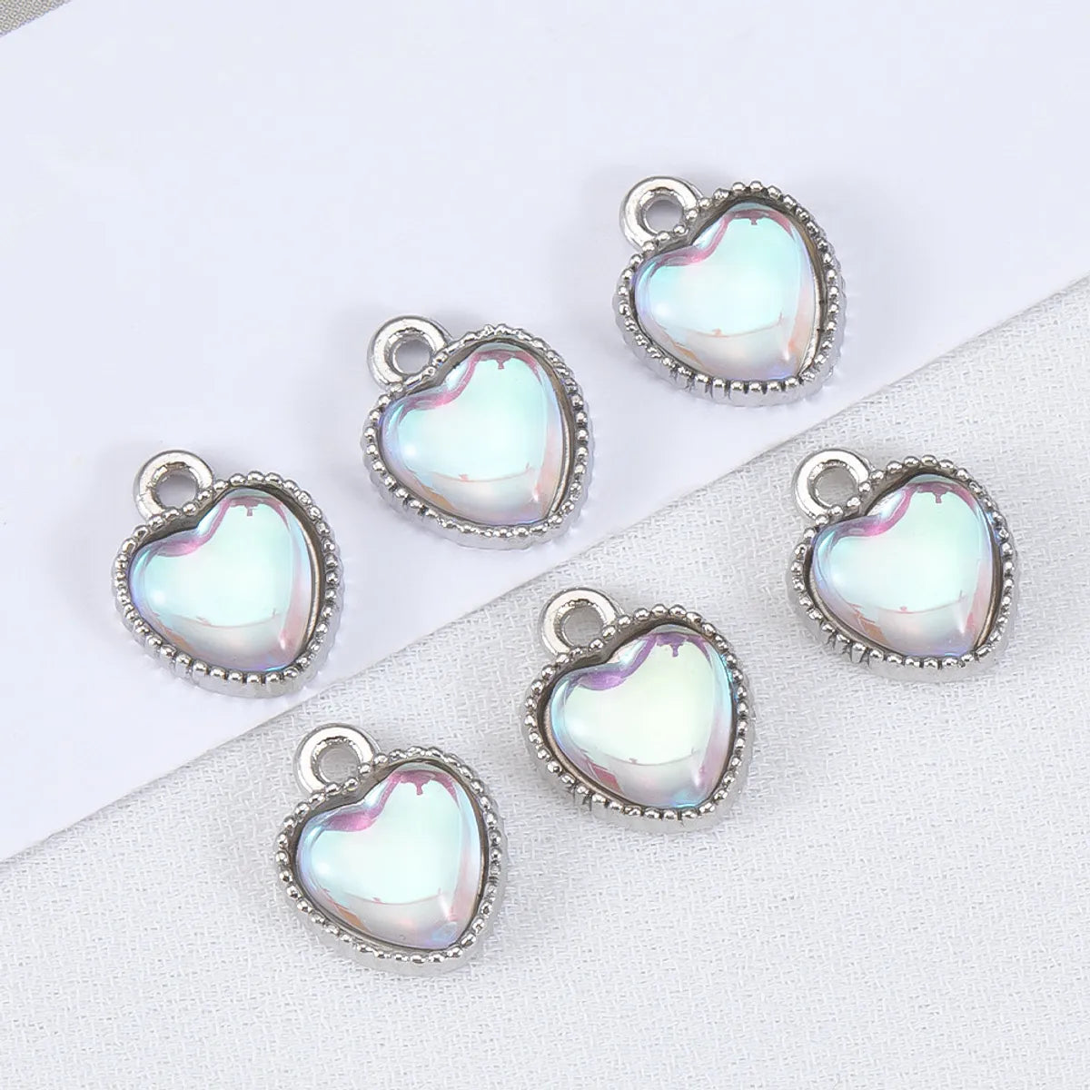 10 PCS/Package 7.5mm Diameter Hole 1~1.9mm Alloy Rhinestones Heart Shape Polished Pendant