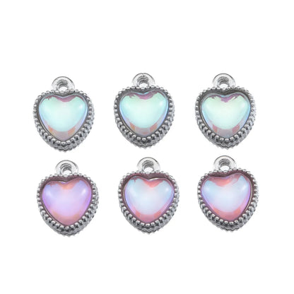 10 PCS/Package 7.5mm Diameter Hole 1~1.9mm Alloy Rhinestones Heart Shape Polished Pendant