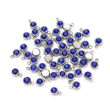 10 PCS/Package 8x6mm Hole 1~1.9mm 304 Stainless Steel Birthstone Solid Color Transparent Polished Pendant