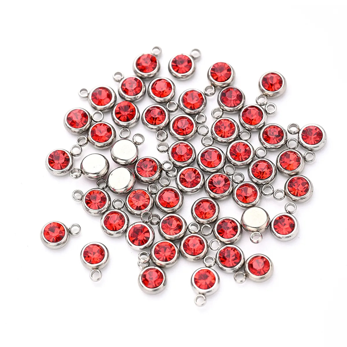 10 PCS/Package 8x6mm Hole 1~1.9mm 304 Stainless Steel Birthstone Solid Color Transparent Polished Pendant