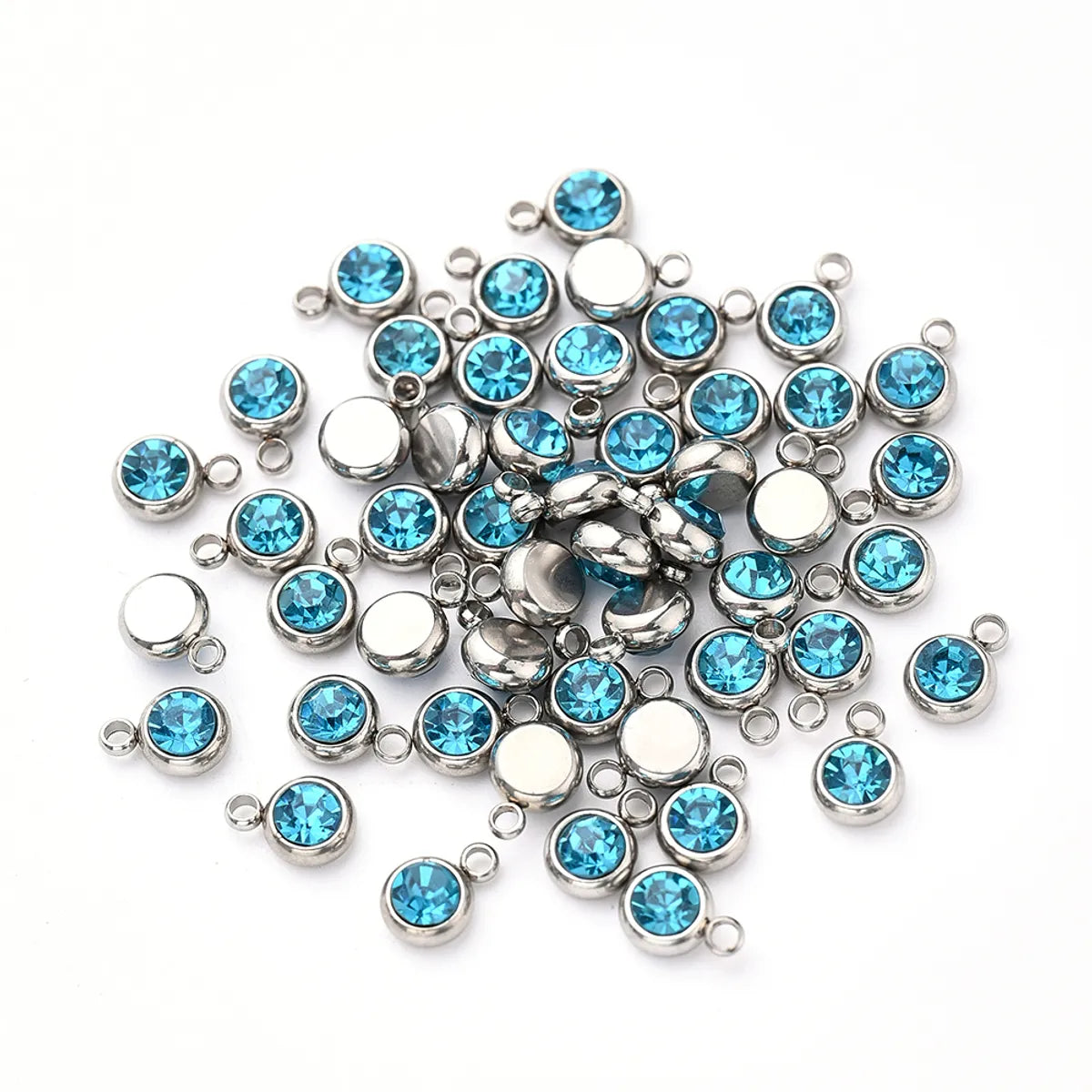 10 PCS/Package 8x6mm Hole 1~1.9mm 304 Stainless Steel Birthstone Solid Color Transparent Polished Pendant