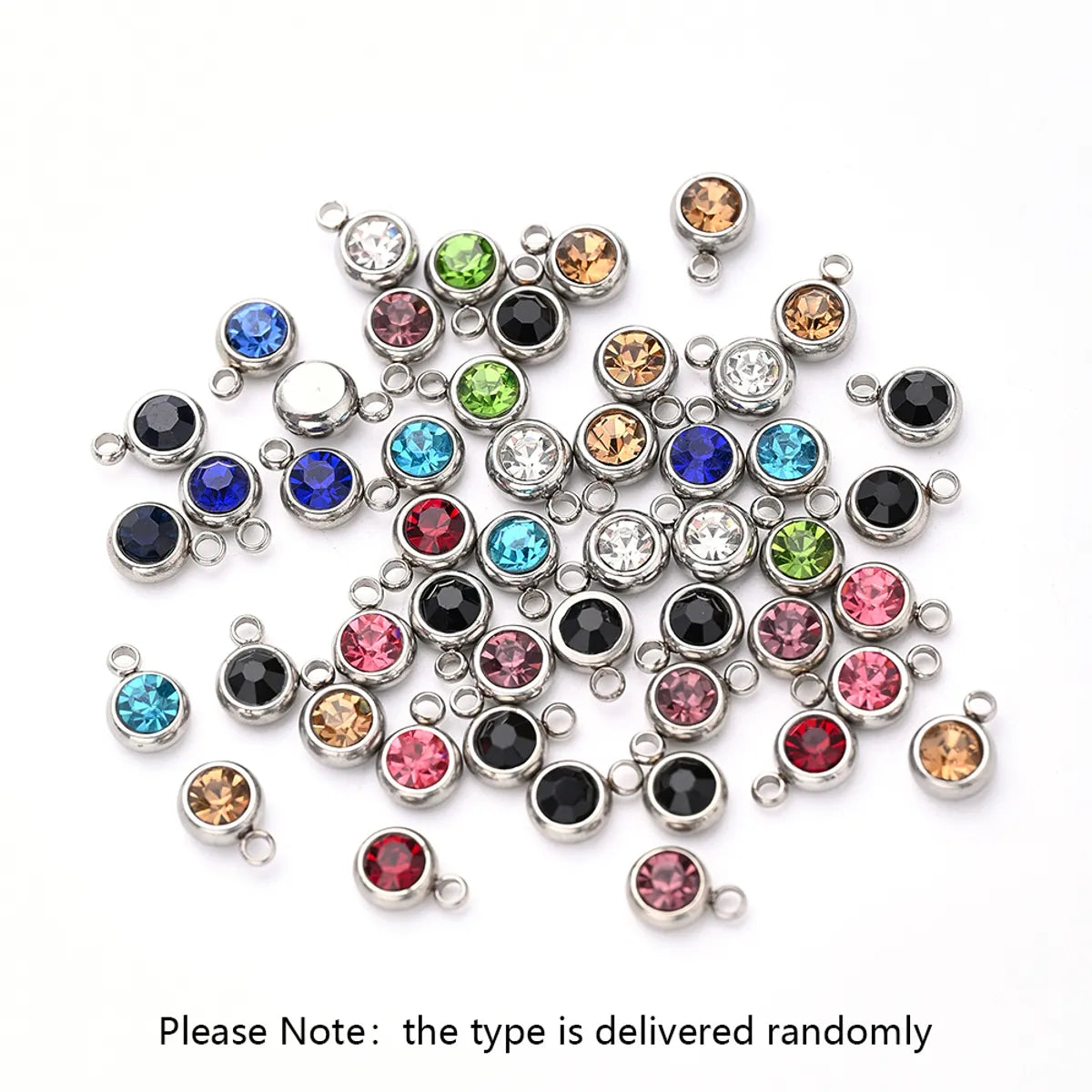 10 PCS/Package 8x6mm Hole 1~1.9mm 304 Stainless Steel Birthstone Solid Color Transparent Polished Pendant