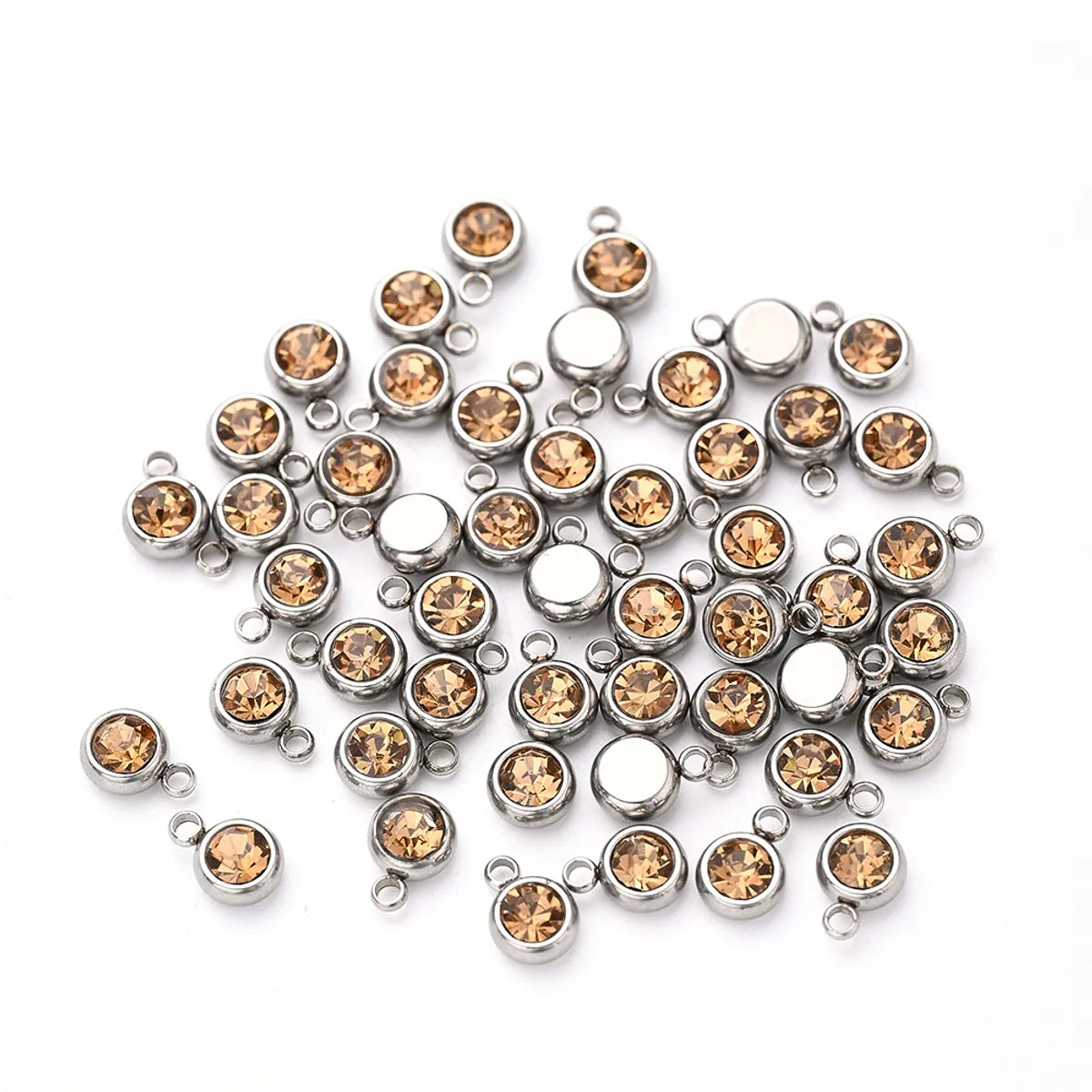 10 PCS/Package 8x6mm Hole 1~1.9mm 304 Stainless Steel Birthstone Solid Color Transparent Polished Pendant