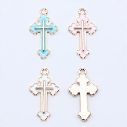 10 PCS/Package Alloy Cross Polished Pendant