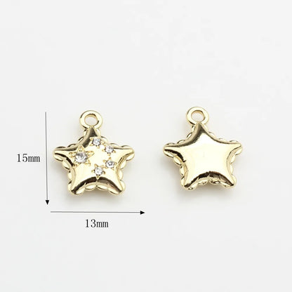 10 PCS/Package Alloy Rhinestones Plating Inlay Pendant