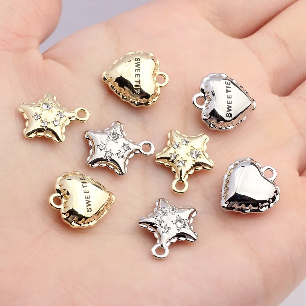 10 PCS/Package Alloy Rhinestones Plating Inlay Pendant