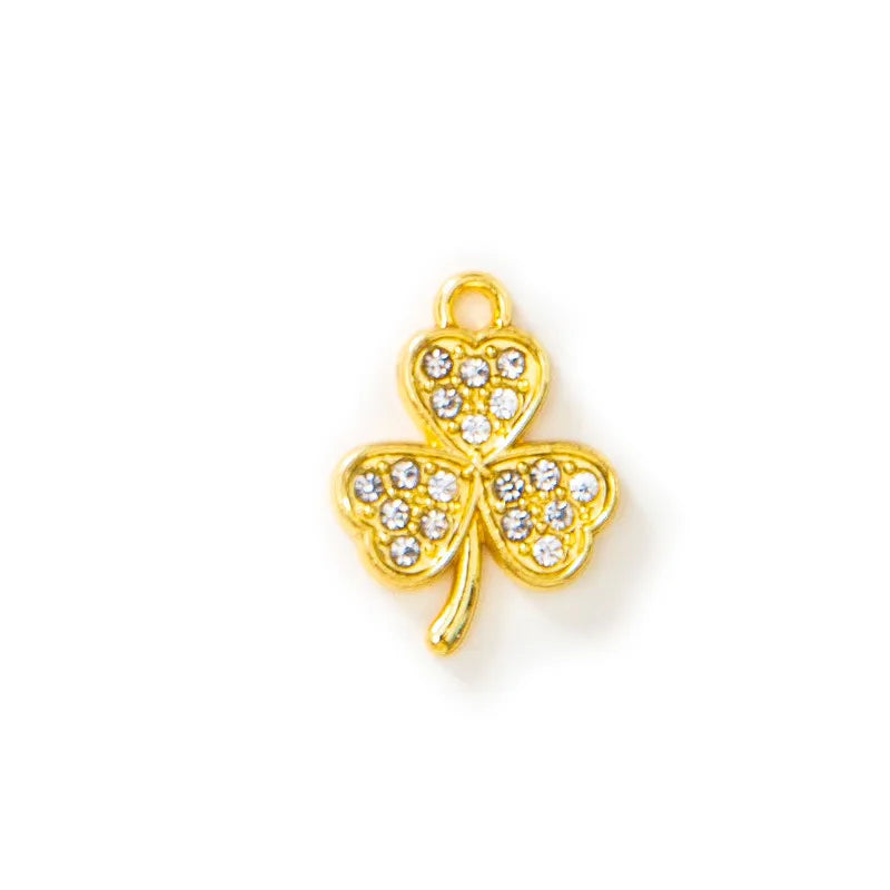 10 PCS/Package Alloy Rhinestones Shamrock Pendant Simple Style