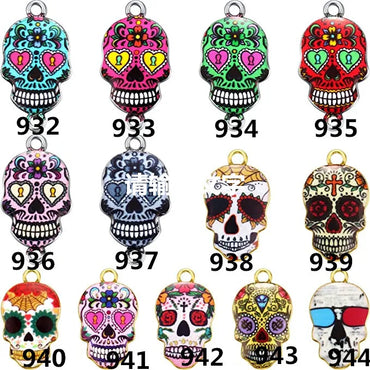 10 PCS/Package Alloy Skull Pendant