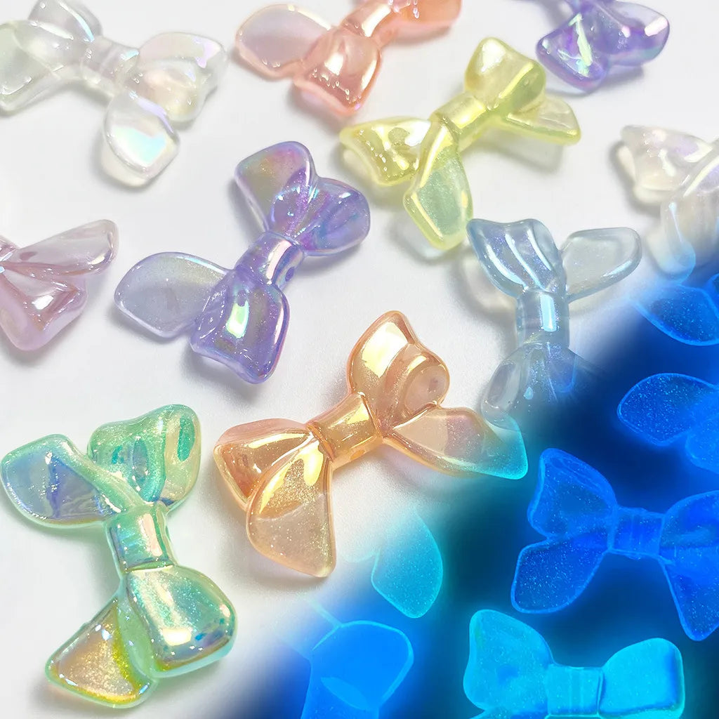 10 PCS/Package Arylic Bow Knot Polished Beads