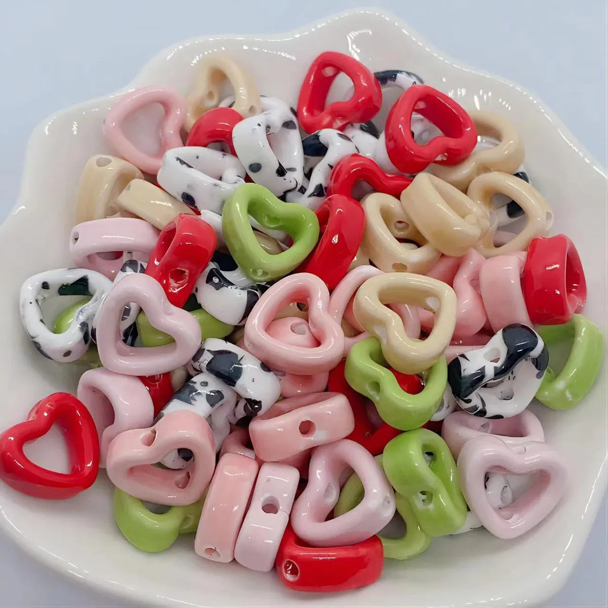 10 PCS/Package Ceramics Heart Shape Pendant