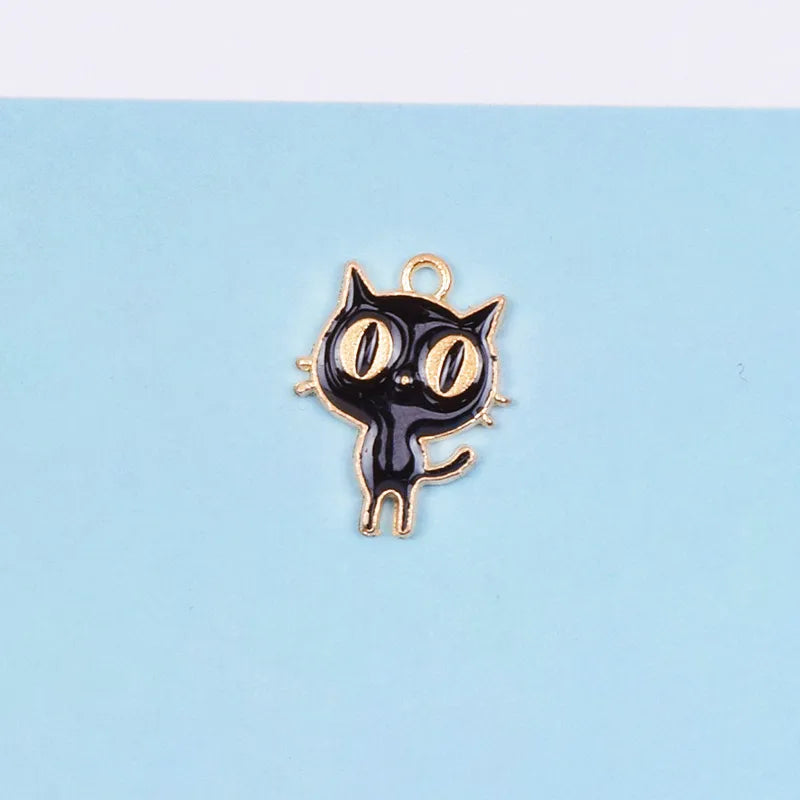 10 Pcs/Package Cute Cat Alloy Enamel Jewelry Accessories