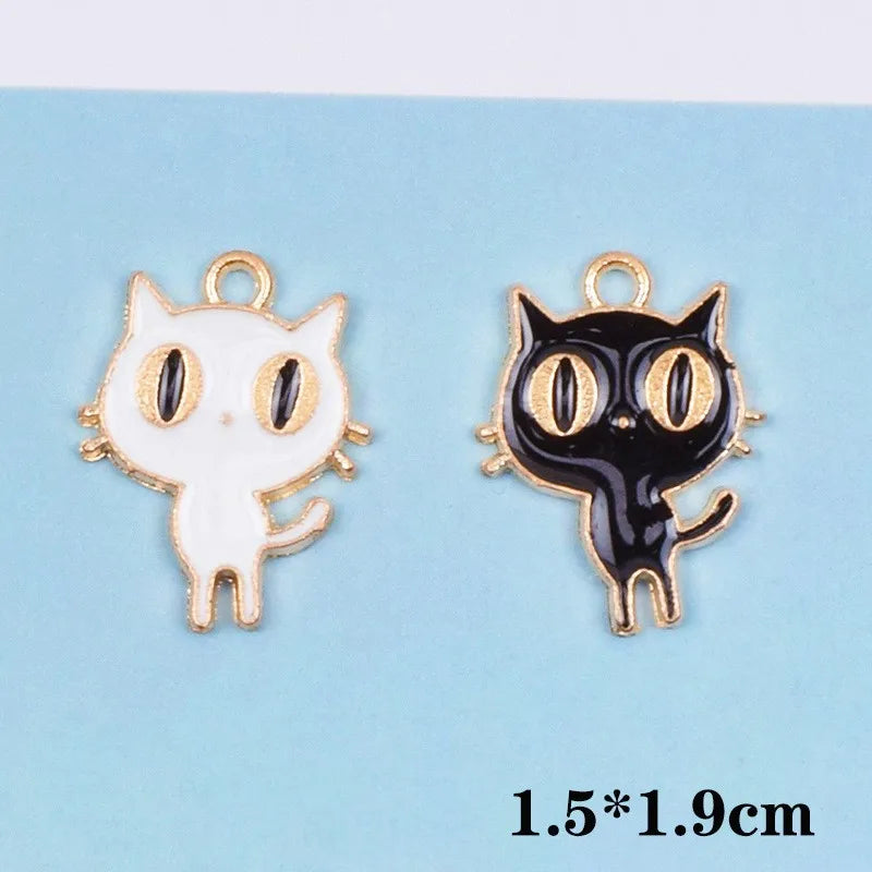 10 Pcs/Package Cute Cat Alloy Enamel Jewelry Accessories