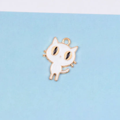 10 Pcs/Package Cute Cat Alloy Enamel Jewelry Accessories