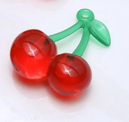 10 Pcs/Package Cute Cherry Strawberry Resin Jewelry Accessories