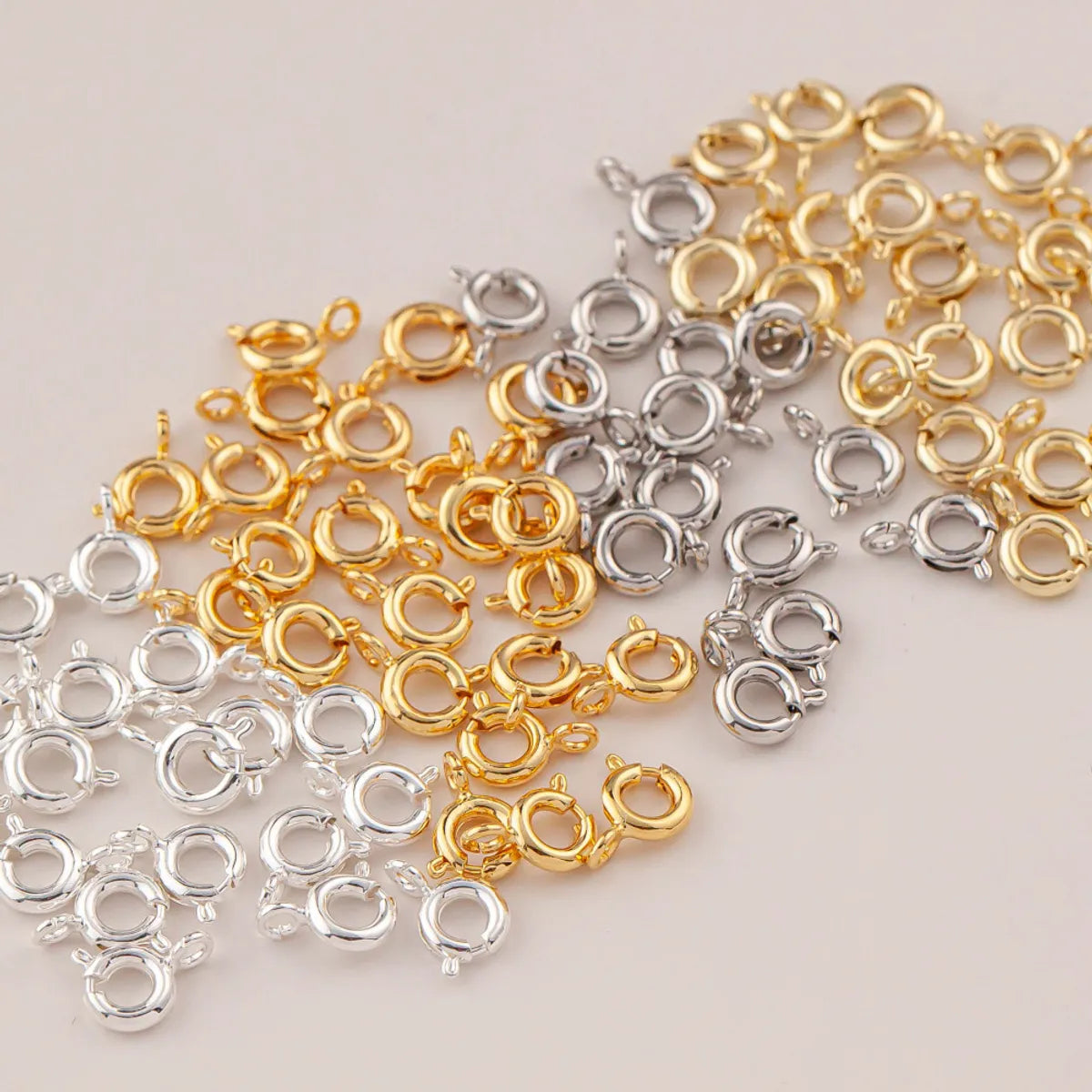 10 PCS/Package Diameter 6 Mm Diameter 7 Mm Hole 1~1.9mm Metal 14K Gold Plated Round 弹簧扣 Jewelry Buckle