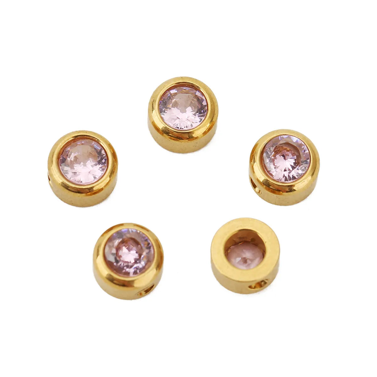 10 PCS/Package Diameter 6 Mm Hole 1~1.9mm 304 Stainless Steel Zircon Geometric Polished Beads