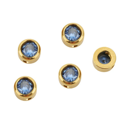 10 PCS/Package Diameter 6 Mm Hole 1~1.9mm 304 Stainless Steel Zircon Geometric Polished Beads