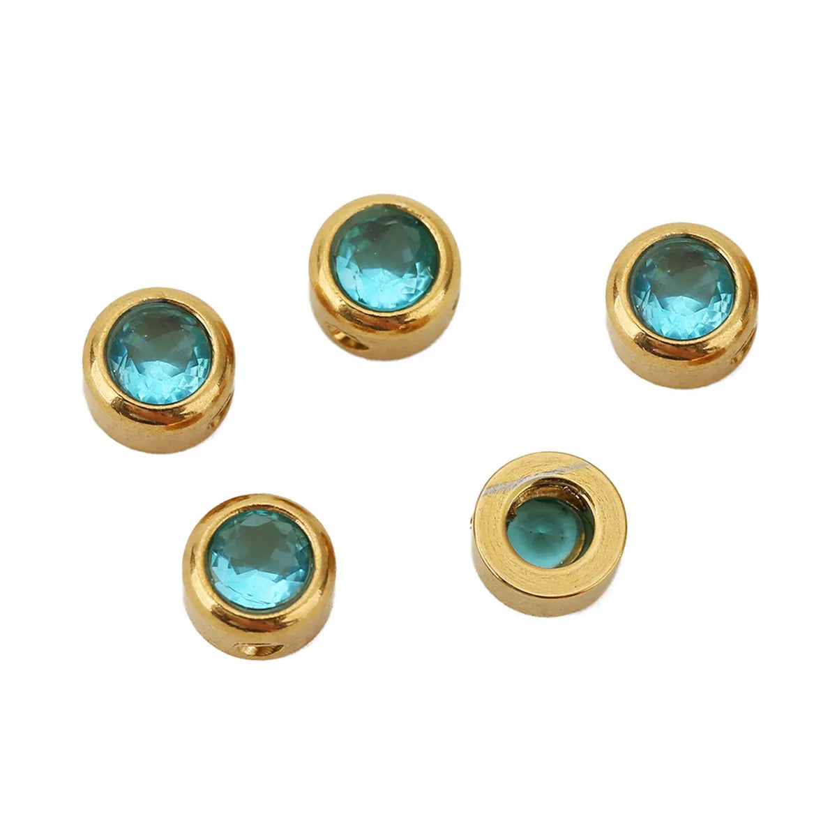 10 PCS/Package Diameter 6 Mm Hole 1~1.9mm 304 Stainless Steel Zircon Geometric Polished Beads