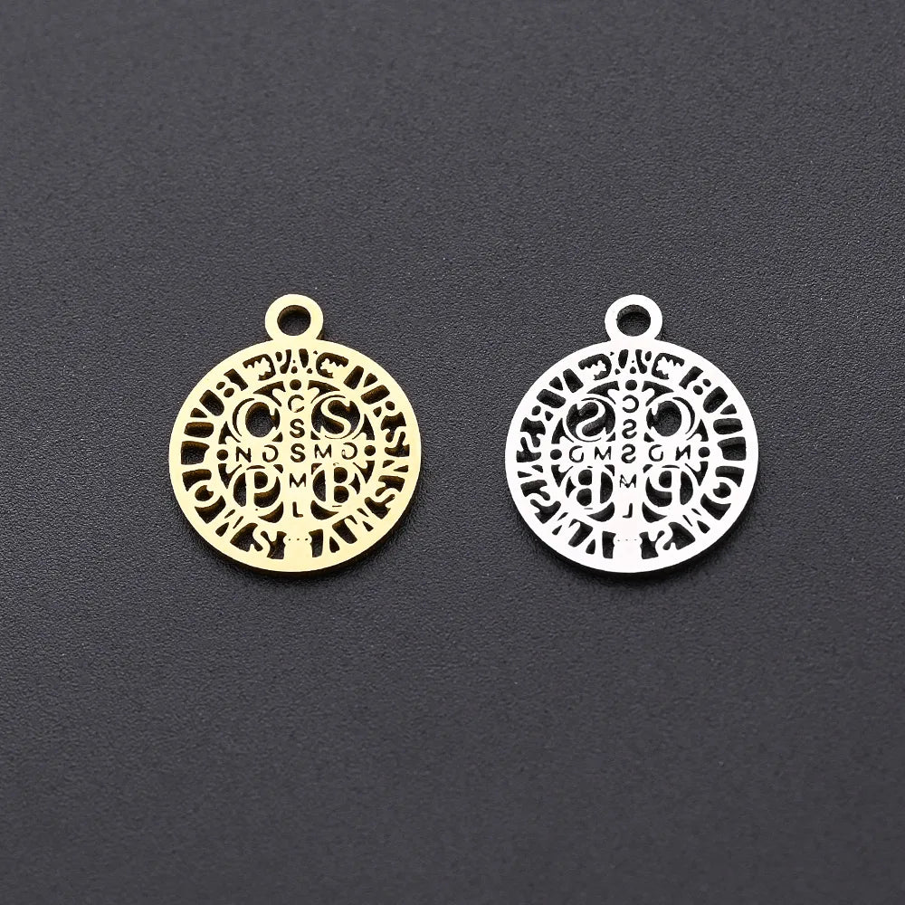 10 PCS/Package Hole 1~1.9mm 304 Stainless Steel Gold Plated Faith Cross Letter Polished Pendant Earring Findings