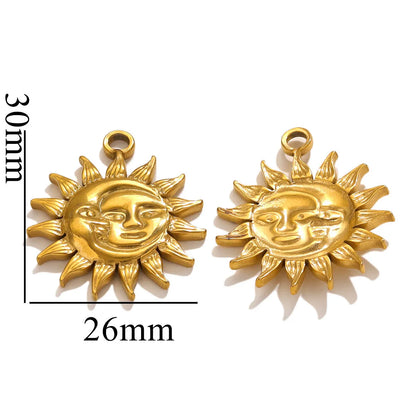 10 Pcs/Package Ig Style Simple Style Sun Moon Stainless Steel Plating Pendant Jewelry Accessories