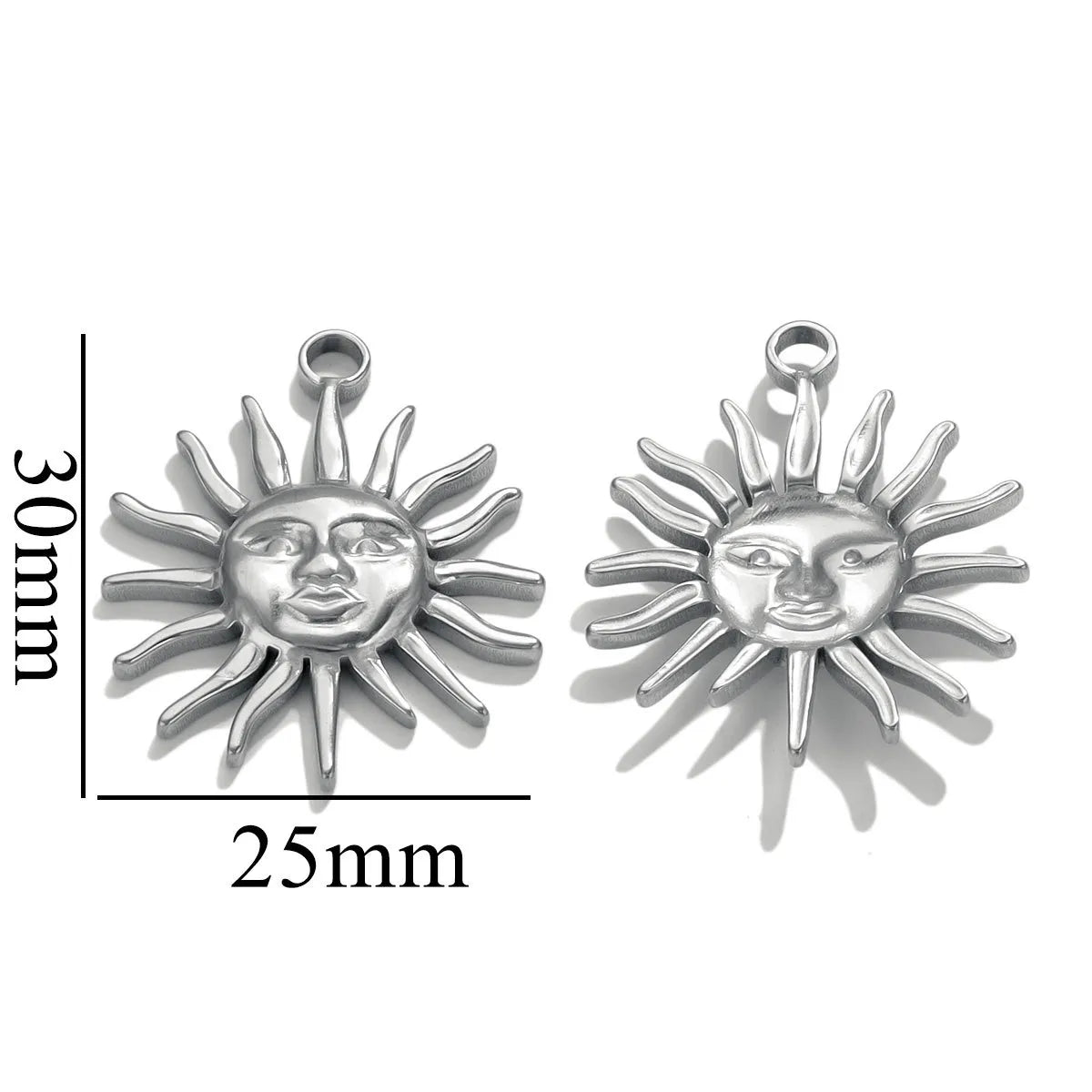 10 Pcs/Package Ig Style Simple Style Sun Moon Stainless Steel Plating Pendant Jewelry Accessories