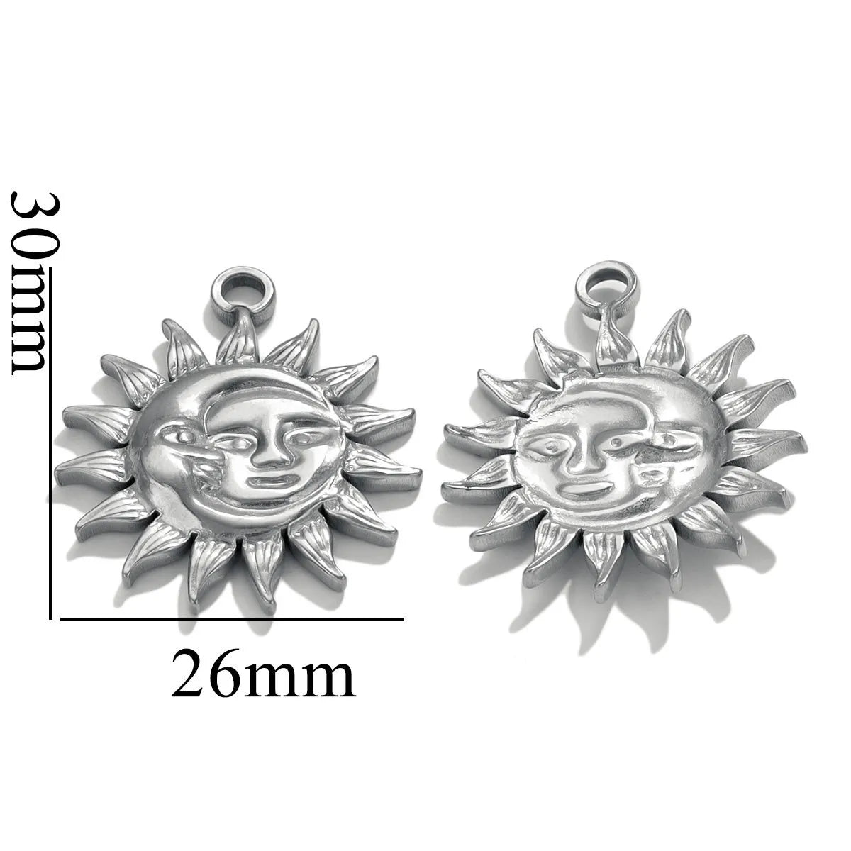 10 Pcs/Package Ig Style Simple Style Sun Moon Stainless Steel Plating Pendant Jewelry Accessories