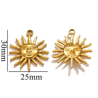 10 Pcs/Package Ig Style Simple Style Sun Moon Stainless Steel Plating Pendant Jewelry Accessories