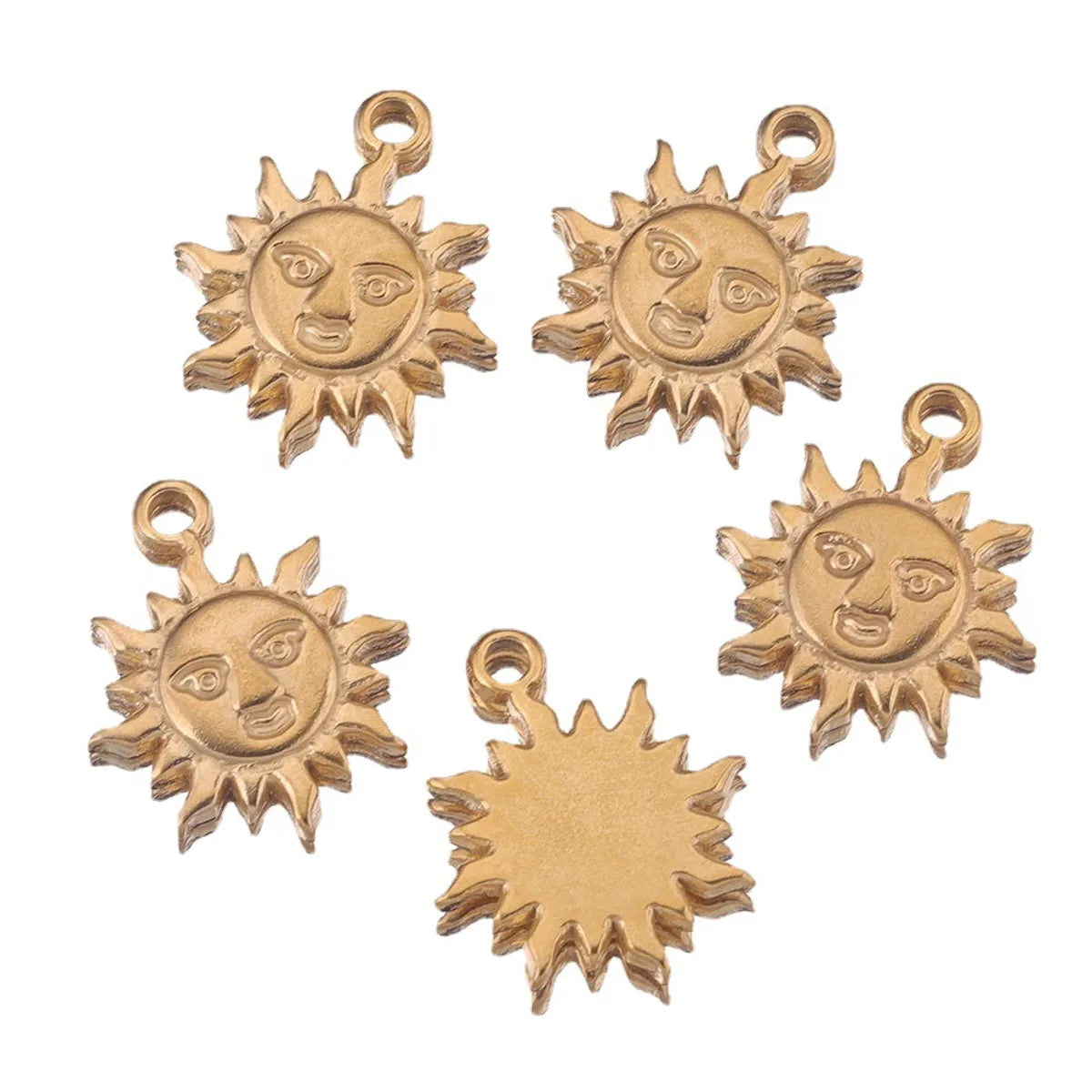 10 Pcs/Package Ig Style Simple Style Sun Moon Stainless Steel Plating Pendant Jewelry Accessories