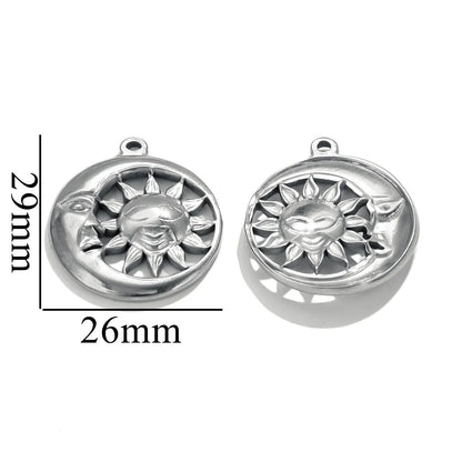 10 Pcs/Package Ig Style Simple Style Sun Moon Stainless Steel Plating Pendant Jewelry Accessories