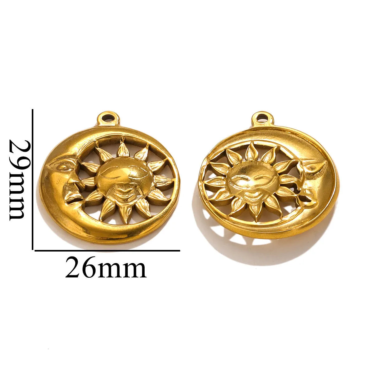 10 Pcs/Package Ig Style Simple Style Sun Moon Stainless Steel Plating Pendant Jewelry Accessories