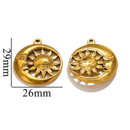 10 Pcs/Package Ig Style Simple Style Sun Moon Stainless Steel Plating Pendant Jewelry Accessories