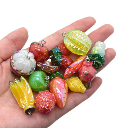 10 PCS/Package Plastic Resin Fruit Pendant