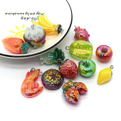 10 PCS/Package Plastic Resin Fruit Pendant