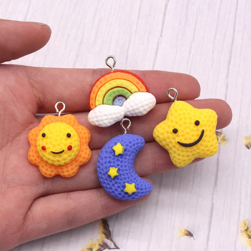 10 PCS/Package Plastic Resin Sun Star Moon Pendant