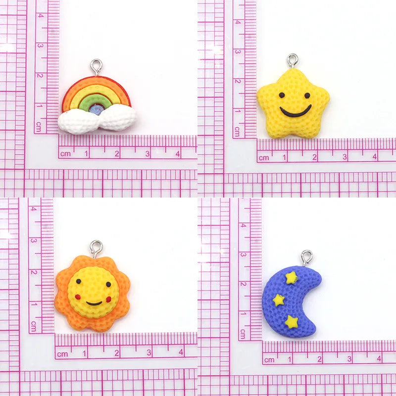 10 PCS/Package Plastic Resin Sun Star Moon Pendant