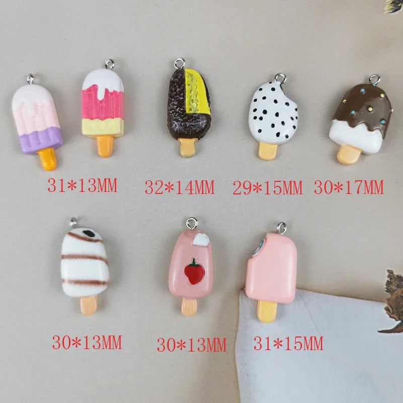 10 PCS/Package Resin Ice Cream Pendant