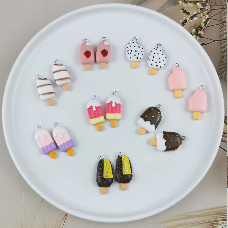 10 PCS/Package Resin Ice Cream Pendant