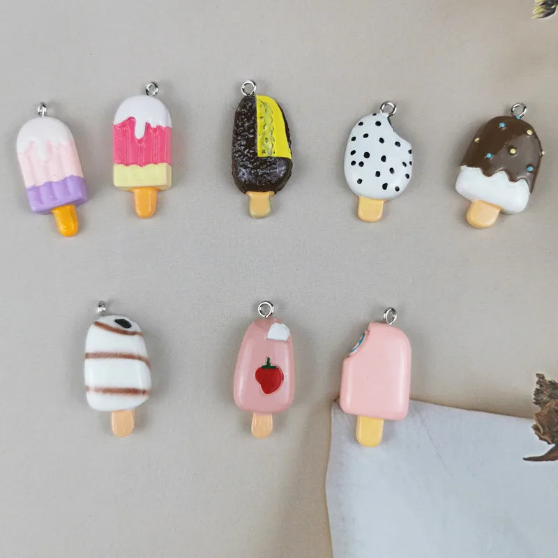 10 PCS/Package Resin Ice Cream Pendant