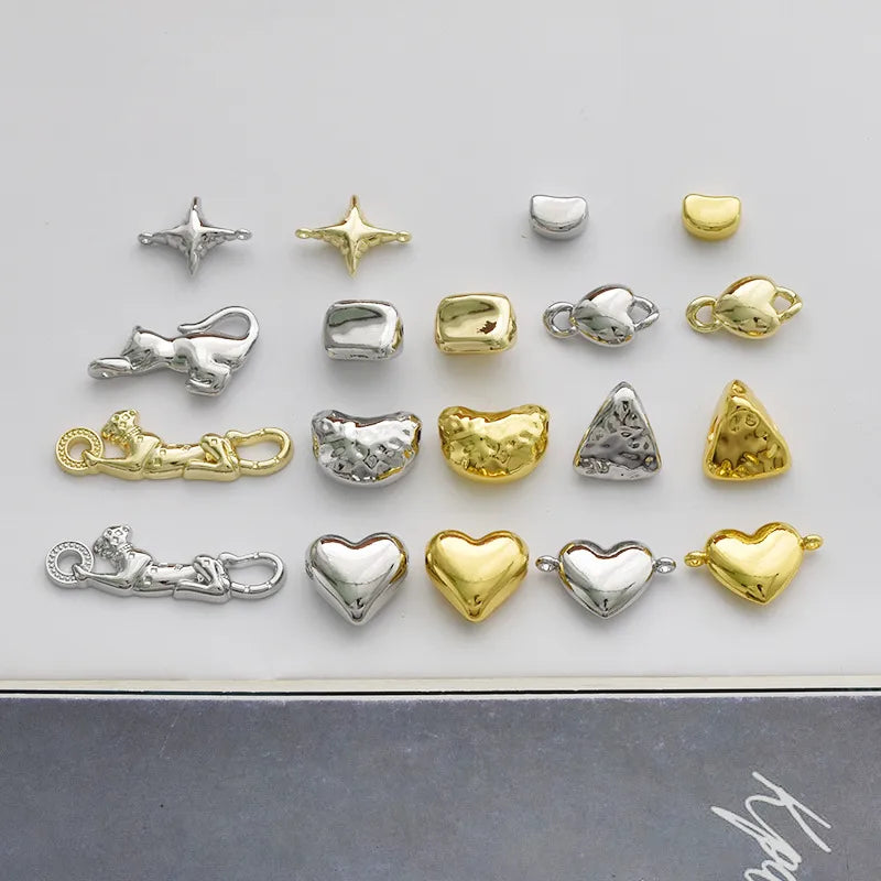 10 Pcs/Package Simple Style Animal Star Heart Shape Alloy Plating Pendant Beads Jewelry Accessories