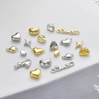 10 Pcs/Package Simple Style Animal Star Heart Shape Alloy Plating Pendant Beads Jewelry Accessories