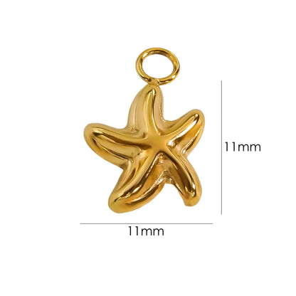 10 PCS/Package 304 Stainless Steel 14K Gold Plated Gesture Starfish Flower Beads