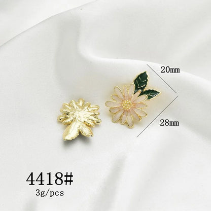 10 Pcs/Package Simple Style Leaves Flower Alloy Enamel Plating Pendant Jewelry Accessories