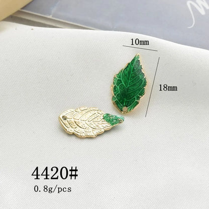 10 Pcs/Package Simple Style Leaves Flower Alloy Enamel Plating Pendant Jewelry Accessories