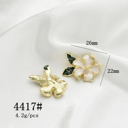 10 Pcs/Package Simple Style Leaves Flower Alloy Enamel Plating Pendant Jewelry Accessories