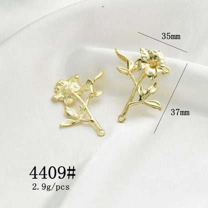 10 Pcs/Package Simple Style Leaves Flower Alloy Enamel Plating Pendant Jewelry Accessories